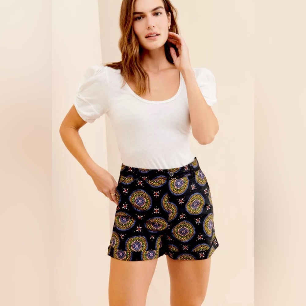 Maeve Back Motif Printed Shorts Anthropologie NWOT size 2